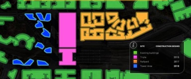 Alueet värikoodattuna.