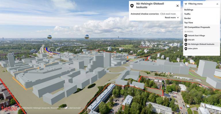 Yksinkertainen havainnollistus Itäkeskuksesta Itä-Helsingin keskustana.