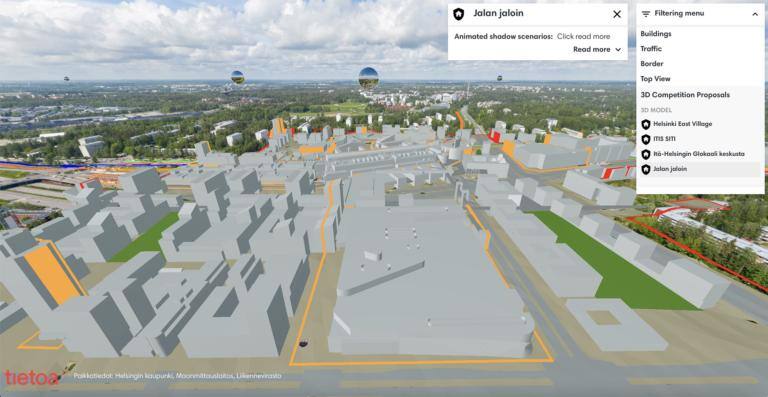 Uusia rakennuksia havainnollistettuna Itäkeskukseen.