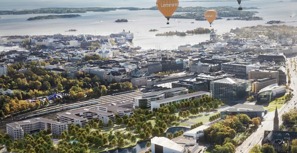 Töölönlahti havainnekuva ilmasta rakennushanke