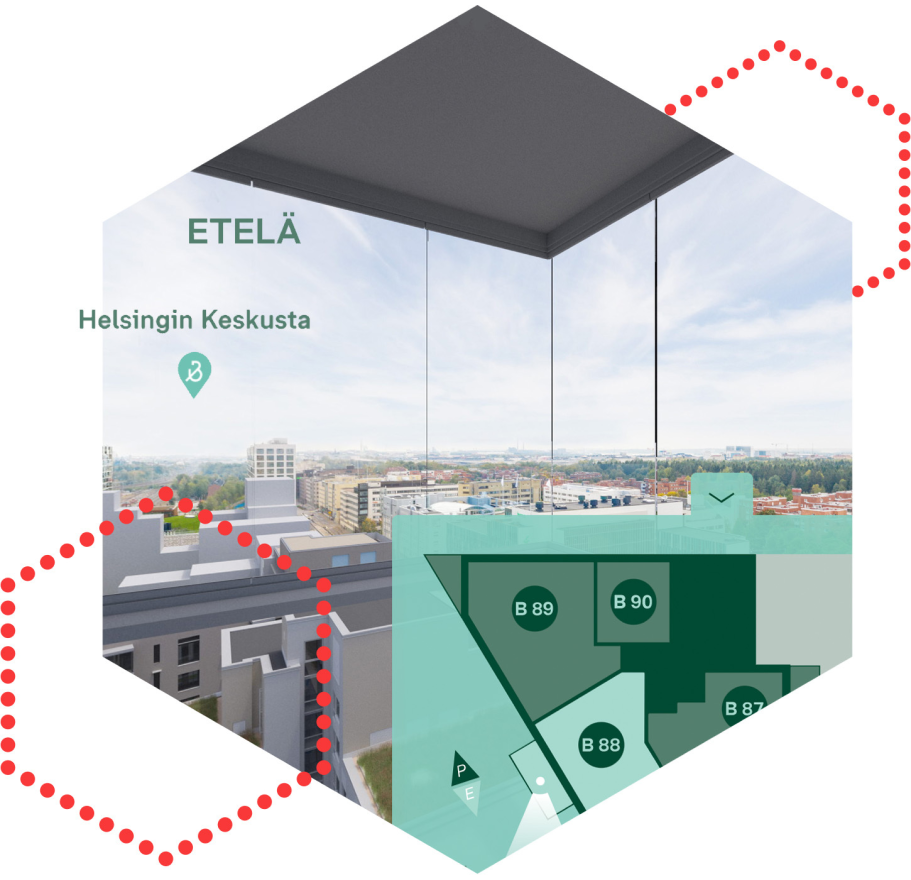 Tietoa 360 Maisemakone näyttää, miltä maisema valmiin asunnon parvekkeelta voisi näyttää. Tietoa 360 Maisemakone näyttää, miltä maisema valmiin asunnon parvekkeelta voisi näyttää.